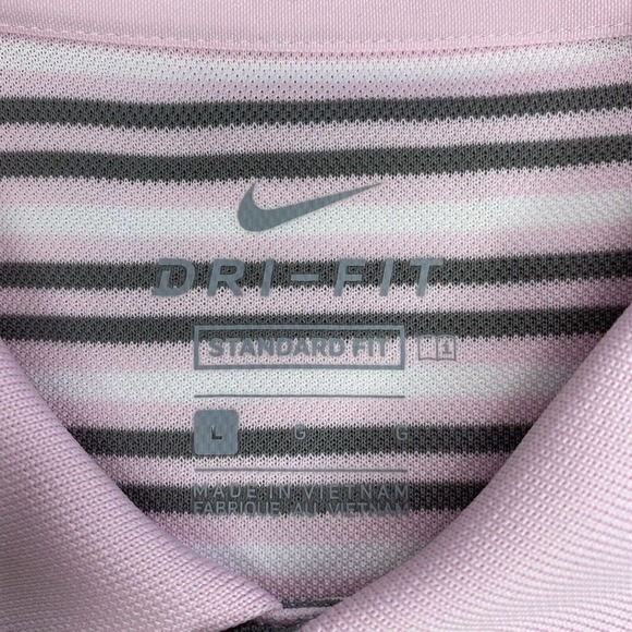 Nike Mens Dri-Fit Victory Striped Golf Polo Shirt Pink L - Picture 8 of 13